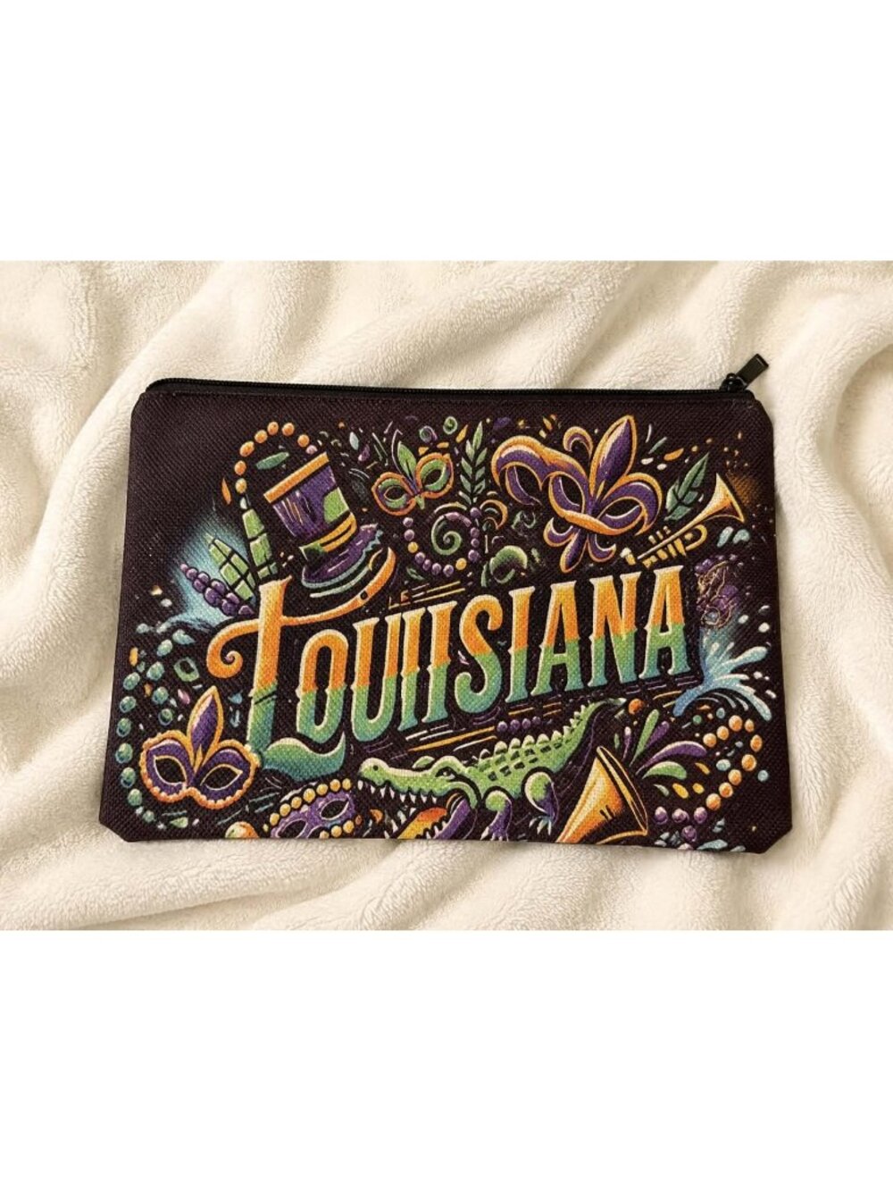 Small Louisiana zippered coin pouch